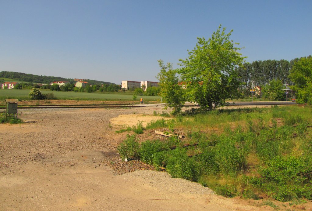 Das Gelnde der zuknftigen Schnittstelle zwischen Bus und Bahn am Bf Laucha; 30.05.2012