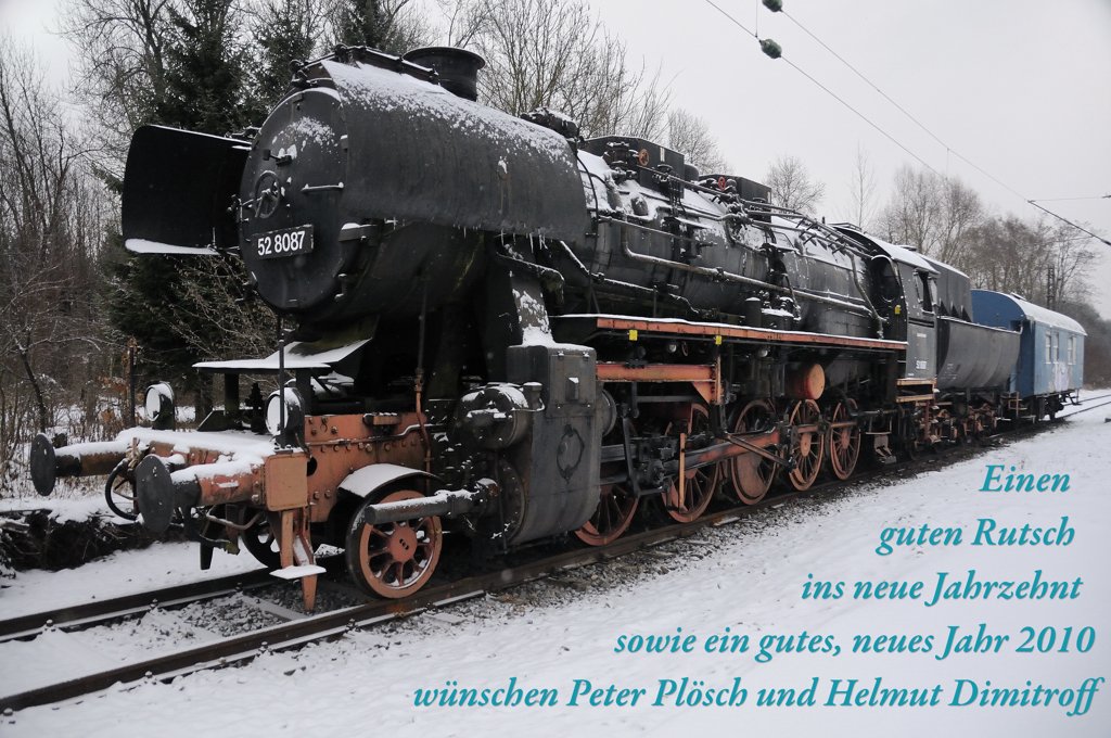 Das Jahr ist gelaufen. Du oder ich sind um diese gelaufene Zeit, reifer... klger, oder auch nicht geworden. Einer hat sentimentale Augenblicke gehabt... ein anderer ist glcklich, weil sich viele seiner Wnsche erfllt haben... und manch einer sieht mit Erstaunen zurck, dass er das Jahr ohne groes Opfer... oder gar schmerzlos verbringen konnte. Vielleicht ist gerade die Zeit des Jahreswechsels eine einzigartige Gelegenheit auf einander zuzugehen....  kostet der erste Schritt auch berwindung, dann sollte bedacht werden, dass dem Mutigen die Welt gehrt, denn... es ist sicher, dass sich gerade in diesen Tagen die beste Gelegenheit dazu bietet, mutig zu sein.

Viel Erfolg in 2010 wnschen mit etwas weniger Groll und Neid... 

Peter Plsch und Helmut Dimitroff



