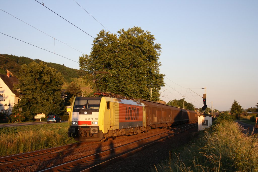 Das vorerst letzte Foto aus Leutesdorf am Rhein vom 02.06.2011 zeigt die 189 206  Locon . 