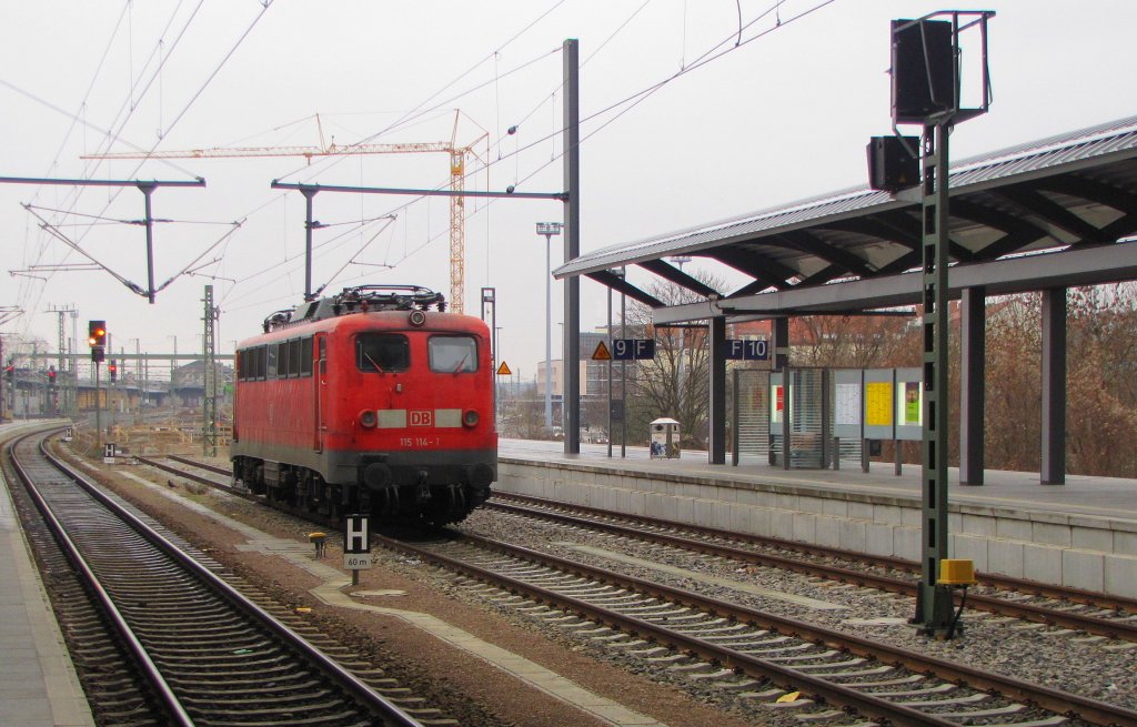 DB 115 114-1 abgestellt in Erfurt Hbf; 24.01.2011