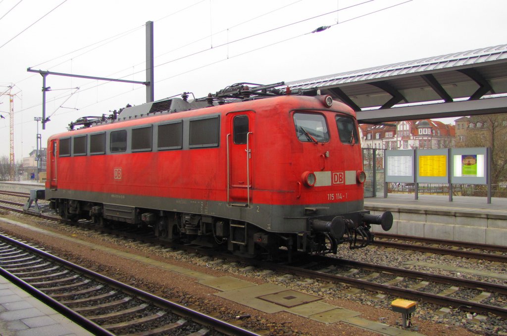 DB 115 114-1 in Erfurt Hbf; 24.01.2011