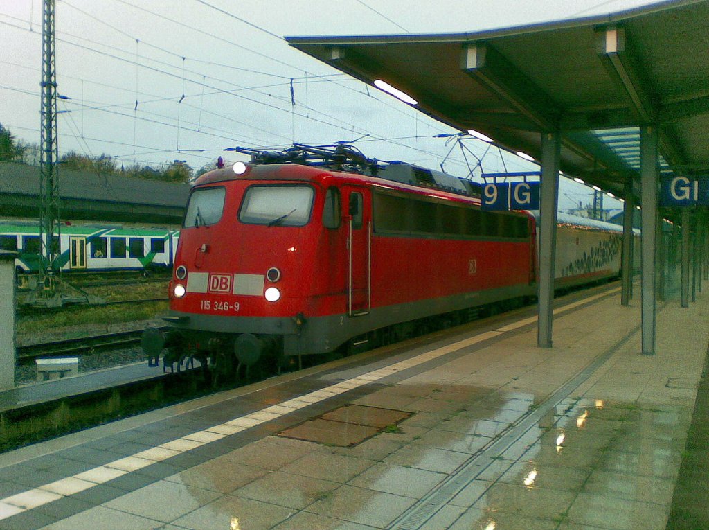 DB 115 346-9 mit dem SEx in Wiesbaden Hbf; 09.11.2009