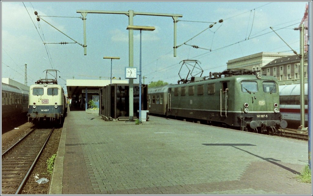 DB 141 412-7 und 141 187-5 in Mannheim.
Mai 1994/gescanntes Negativ