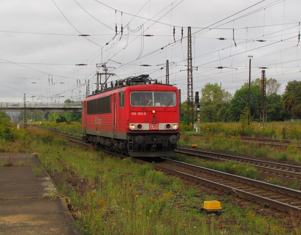 DB 155 163-9 als Tfzf Richtung Grokorbetha, in Naumburg (S) Hbf; 10.09.2011