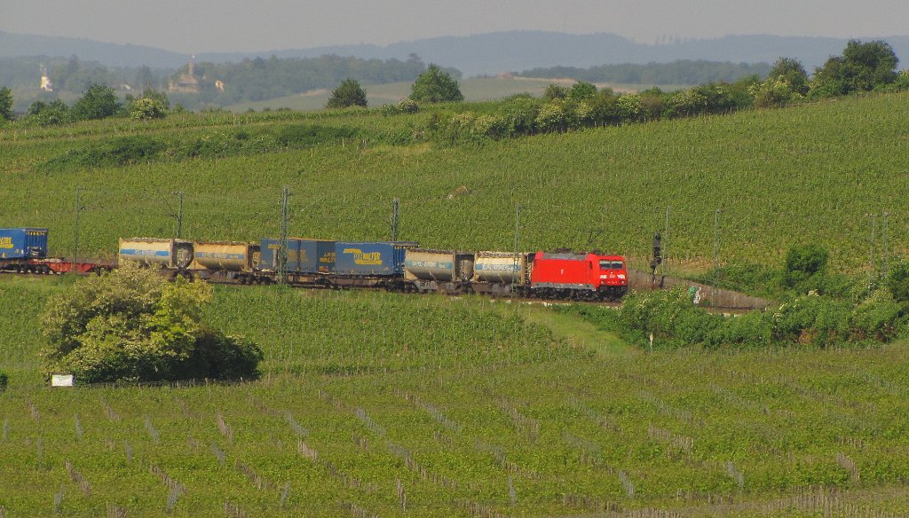 DB 185 384-5 mit dem TEC 43901 von Neuss Gbf nach Wien Nordwestbahnhof, bei Hattenheim; 13.05.2011 
