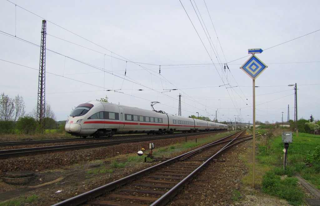 DB 411 055-2 als ICE 1213 von Berlin Gesundbrunnen nach Mnchen Hbf, in Naumburg (S); 29.04.2010