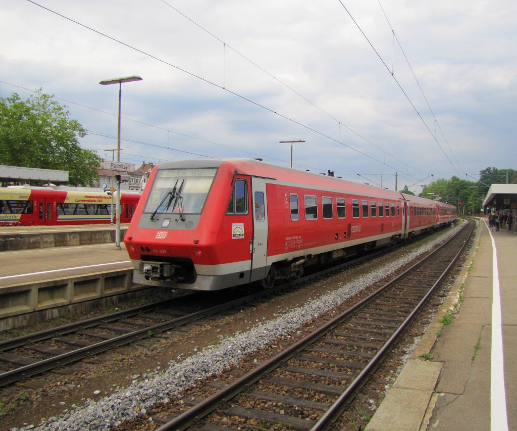 DB 611 009 als IRE 3111 von Basel Bad Bf nach Ulm Hbf, in Radolfzell; 22.06.2010