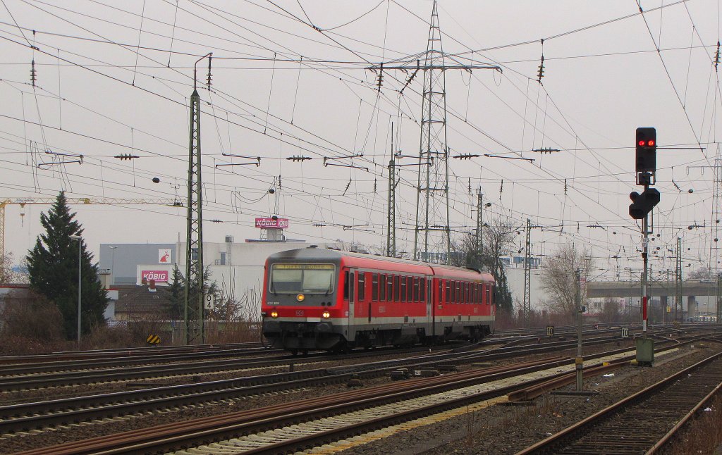 DB 628 906 als RB 13626 von Mainz Hbf nach Trkismhle, in Mainz-Mombach; 03.03.2012