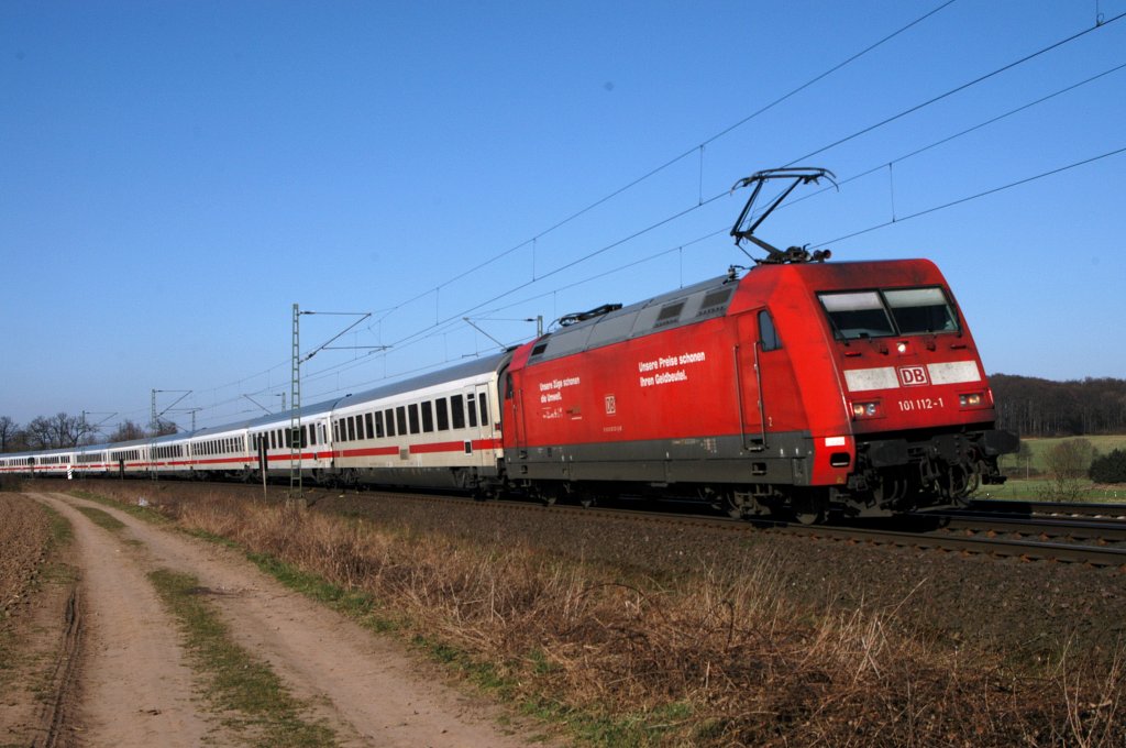 DB Fernverkehr 101 112 mit IC 2213 Ostseebad Binz - Stuttgart Hbf (Vehrte, 27.03.11).