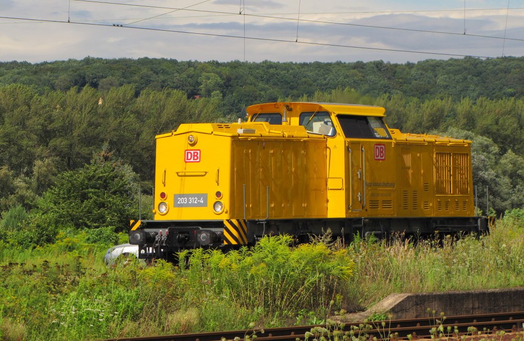 DB Netz Instandhaltung 203 312-4 (92 80 1203 312-4 D-DB) als Tfzf Richtung Groheringen, in Naumburg (S) Hbf; 08.08.2011