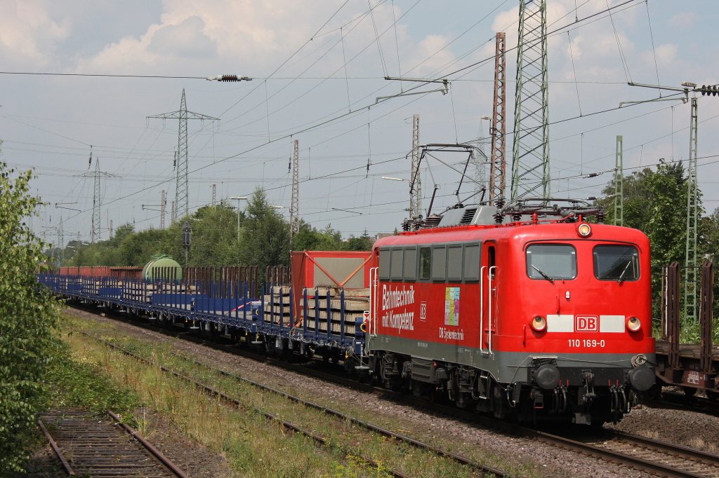 DB Systemtechnik 110 169 am 14.8.12 mit einem Messzug in Ratingen-Lintorf.