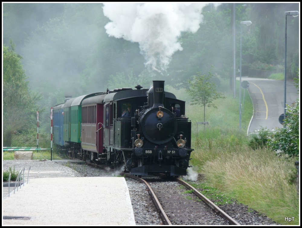 DBB - Dampfzug mit der Ed 3/4 51 bei der einfahrt in Bren an der Aare am 10.06.2012