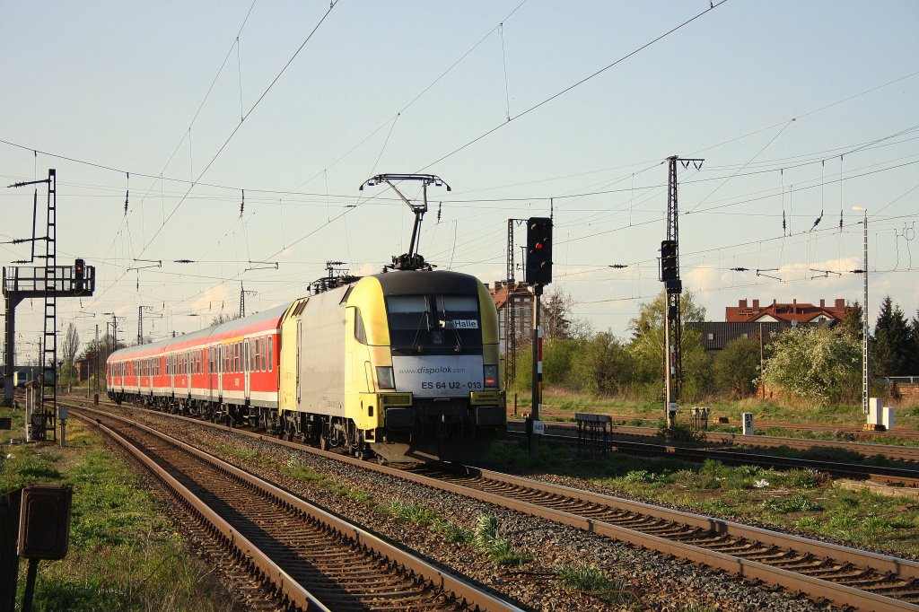 Den Gegenzug bespannte ein weiterer Taurus, nmlich 182 013. Ebenfalls am 23.04.12 in Grokorbetha