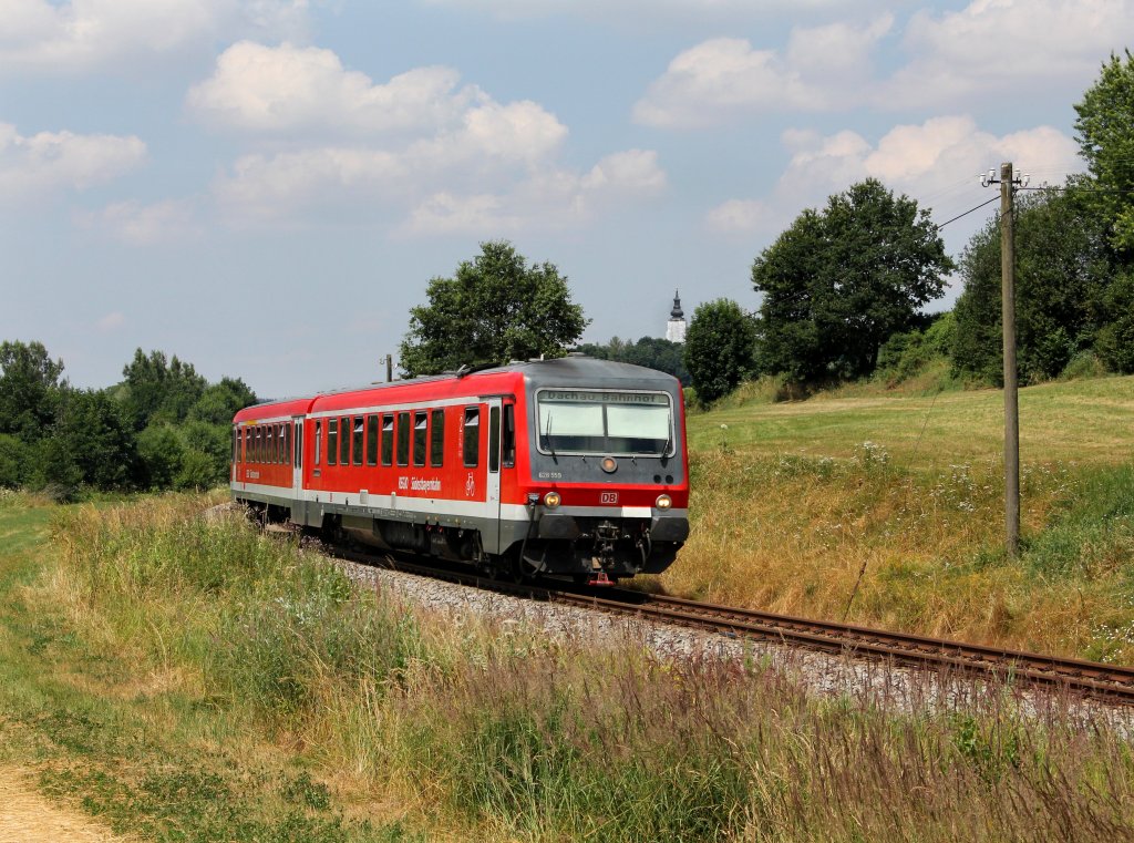 Der 628 559 als S Bahn nach Dachau am 20.07.2013 unterwegs bei Altomnster.