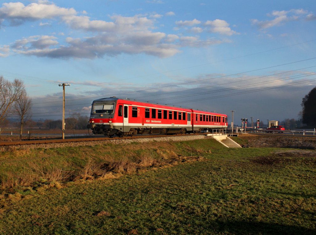 Der 628 639 als RB nach Mhldorf am 30.12.2012 unterwegs bei Bad Birnbach.