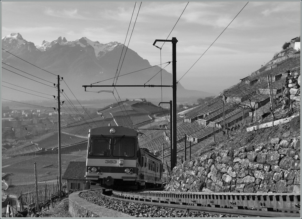 Der A-L Regionalzug 257 auf der Fahrt von Leysin nach Aigle.
04.02.2011