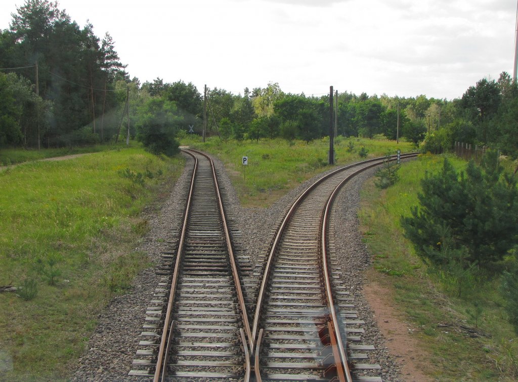 Der Abzweig Ferropolis in Fahrtrichtung Dessau, hinter dem Bf Oranienbaum; 14.09.2011