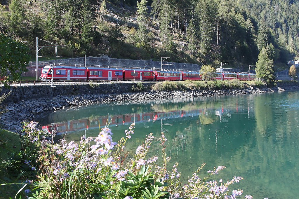 Der Bernina Express nach Tirano/It.kurz vor Miralago(965 m..M.)14.10.11