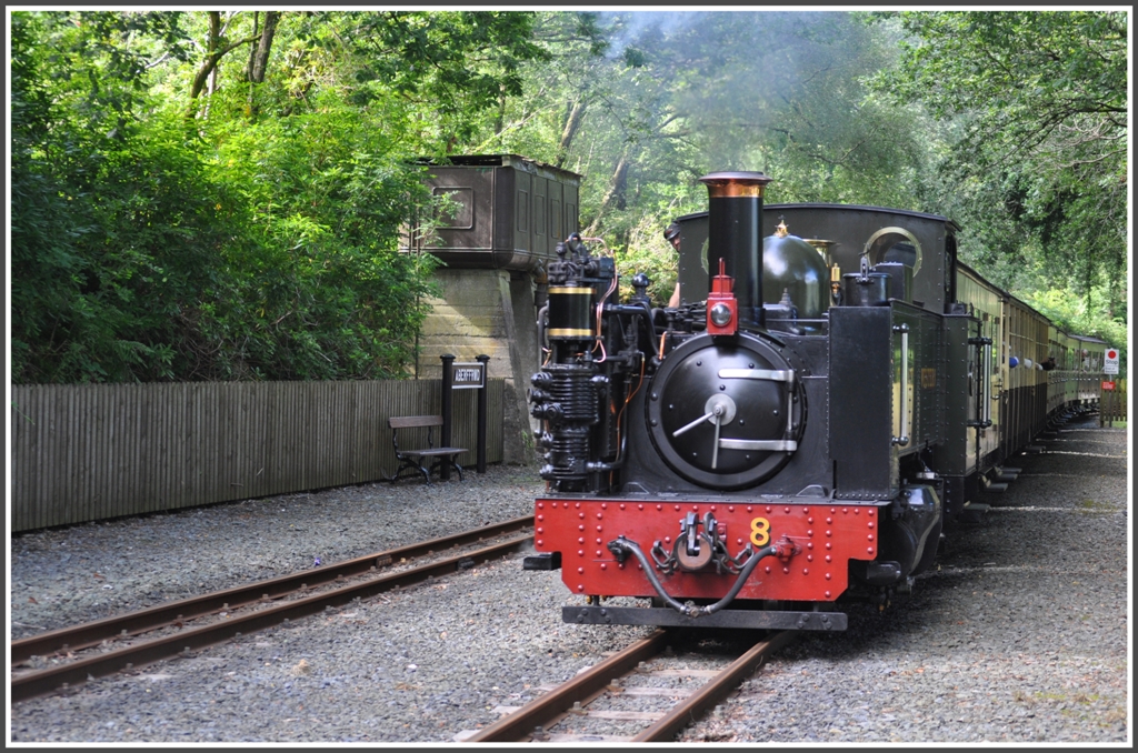 Der erste Dampfzug des Tages, der 10.00Uhr ab Aberytswyth hat die Ausweichstelle Aberffrwd (weiss der Kuckuck wie man das aussprechen muss)erreicht. (04.09.2012)