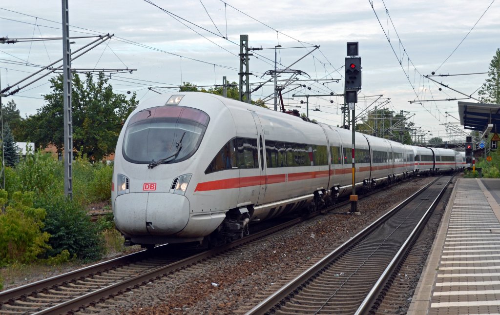 Der ICE 1208 verlie am 23.09.12 ber die Delitzscher Verbindungskurve die Strecke Halle - Eilenburg und fuhr auf in Delitzsch u. Bf auf die Strecke Leipzig - Berlin.
