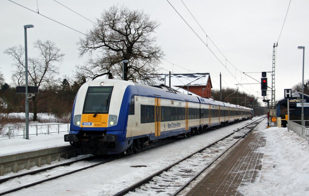 Der Interconnex von Leipzig nach Warnemnde war am 02.01.11 aus einer kompletten NOB-Garnitur gebildet. Fotografiert bei Durchfahrt in Burgkemnitz.
