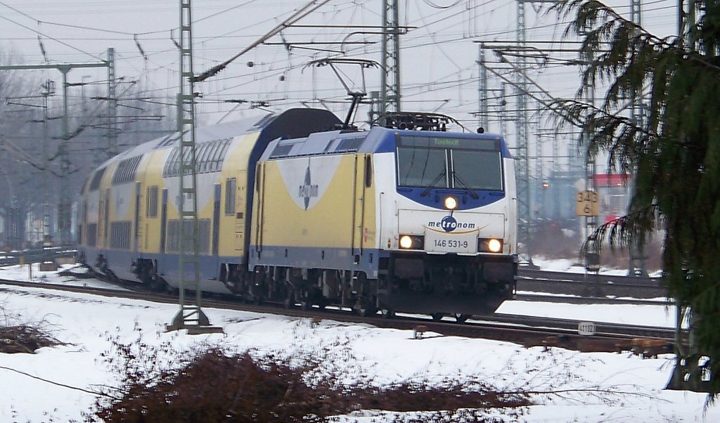 Der Metronom 146 531-9 kurz vor Hamburg-Harburg (06.02.10)