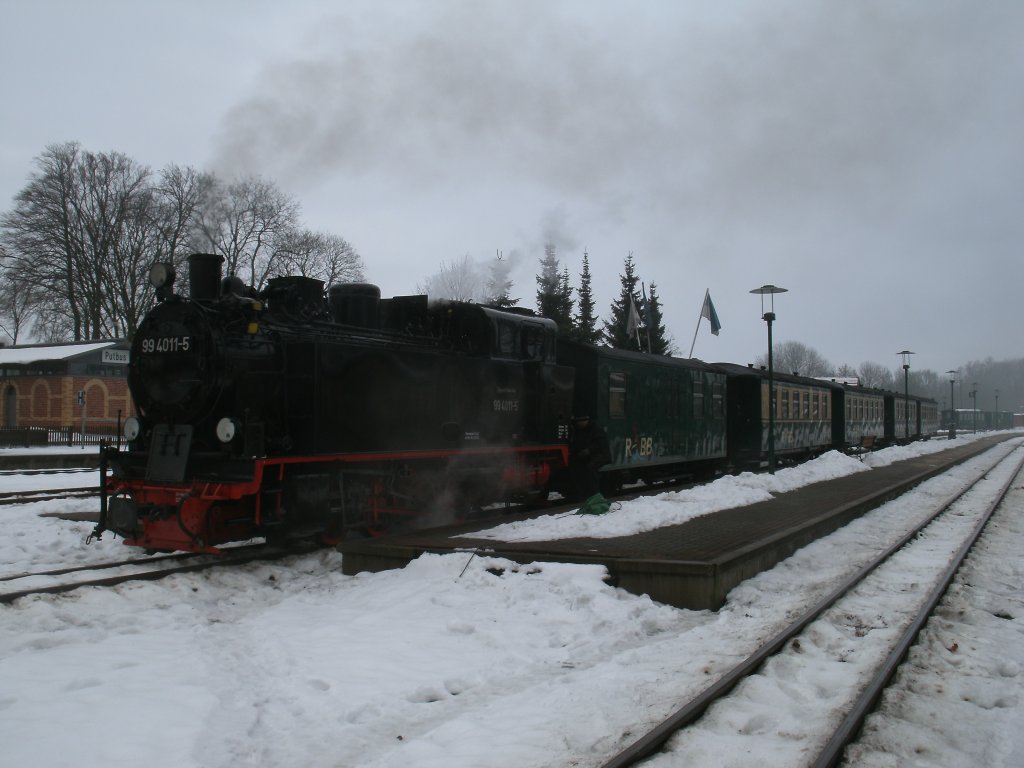 Der  Panzer  99 4011 hatte,am 16.Dezember 2011,Putbus erreicht.