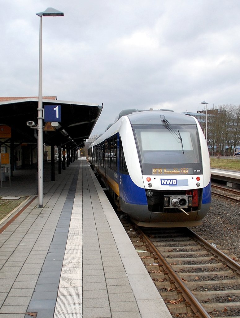 Der VT 575 im Endbahnhof Kleve angekommen. 6.2.2011