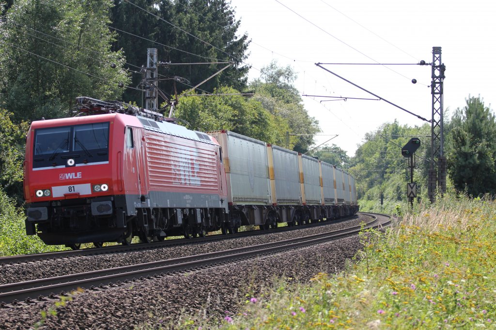 Der Warsteiner mit der WLE81 nach Berlin am 15.08 durch Scharmede richtung Paderborn. 