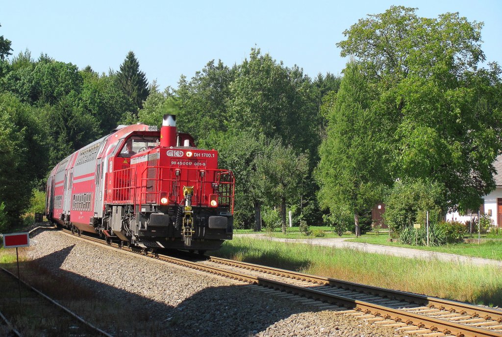 Der weithin bekannte  Plan B  der Gkb der aufgrund der Verzgerten Zulassung der Stadler Gelenktriebwagen angewandt werden musste, brachte auch GKB 1700.1 vor Personenzge. Ao auch am 26. August 2011