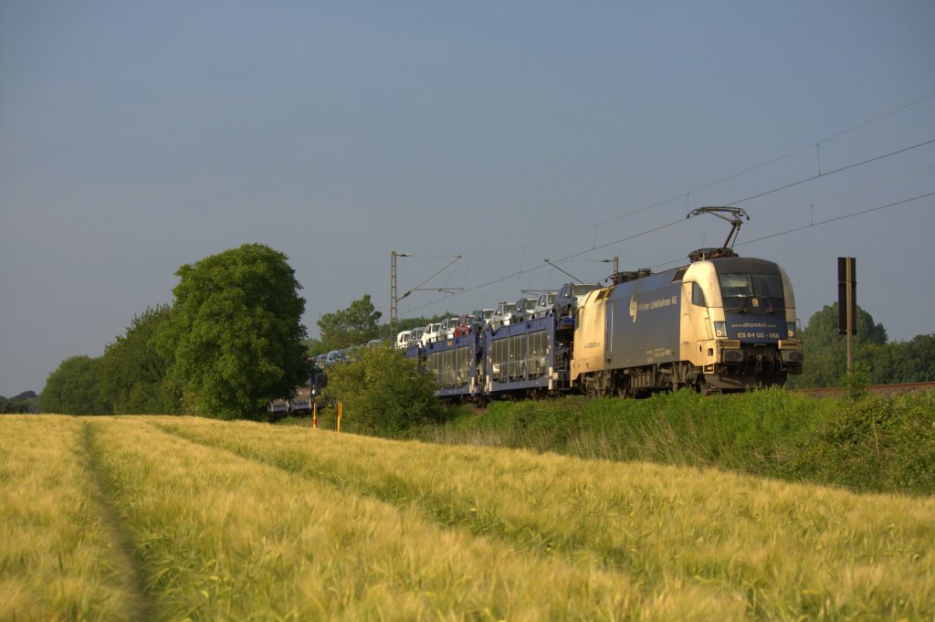 Der WLB Taurus 182 568 (ES 64 U2-068) fuhr am 07.06.2011 durch Kohlscheid.