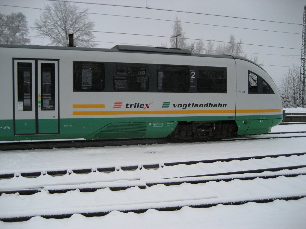 Detailaufnahme vom VT 07 mit Trilexbeschriftung.Neumark 26.11.2010.