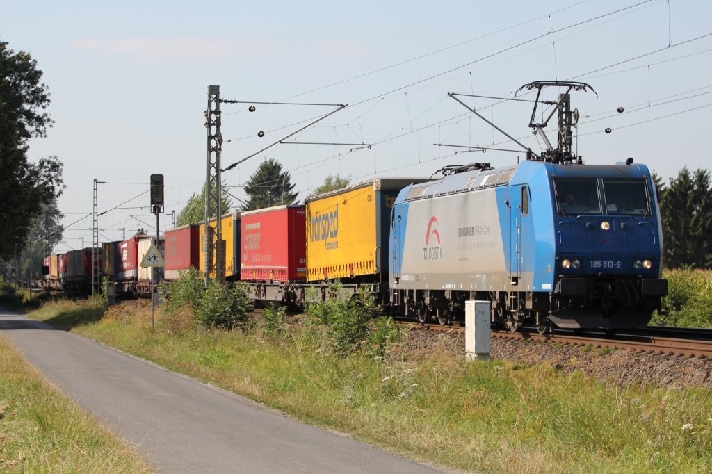 DGS43105 Transped von Wanne-Eickel nach Verona (Italien) am Freitag den 07.09.12 mit 185 513 durch Paderborn -Elsen.