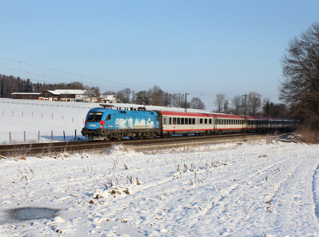 Die 1016 023 mit dem EC 111 am 10.02.2013 unterwegs bei Vogl.