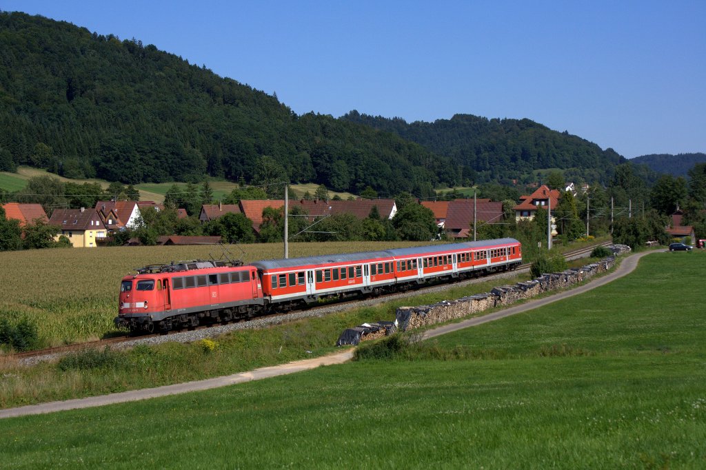Die 110 416-5 am 15.08.2012 in Schleissweiler.