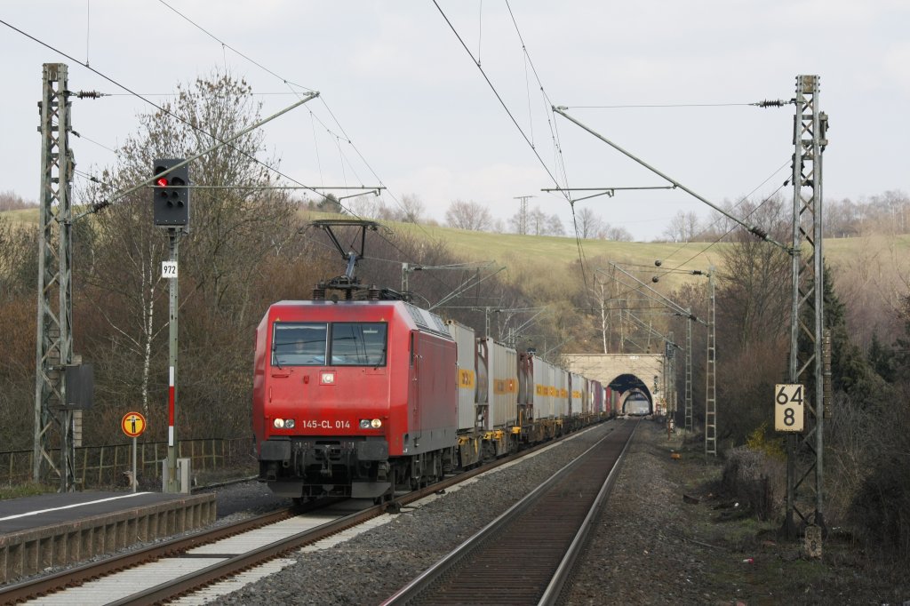 Die 145-CL 014 fuhr am 15.03.2011 durch Eilendorf.