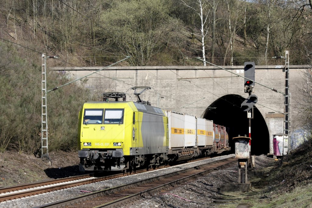 Die 145-CL 031 Alphatrain fuhr am 22.03.2011 durch den Eilendorfer Tunnel.