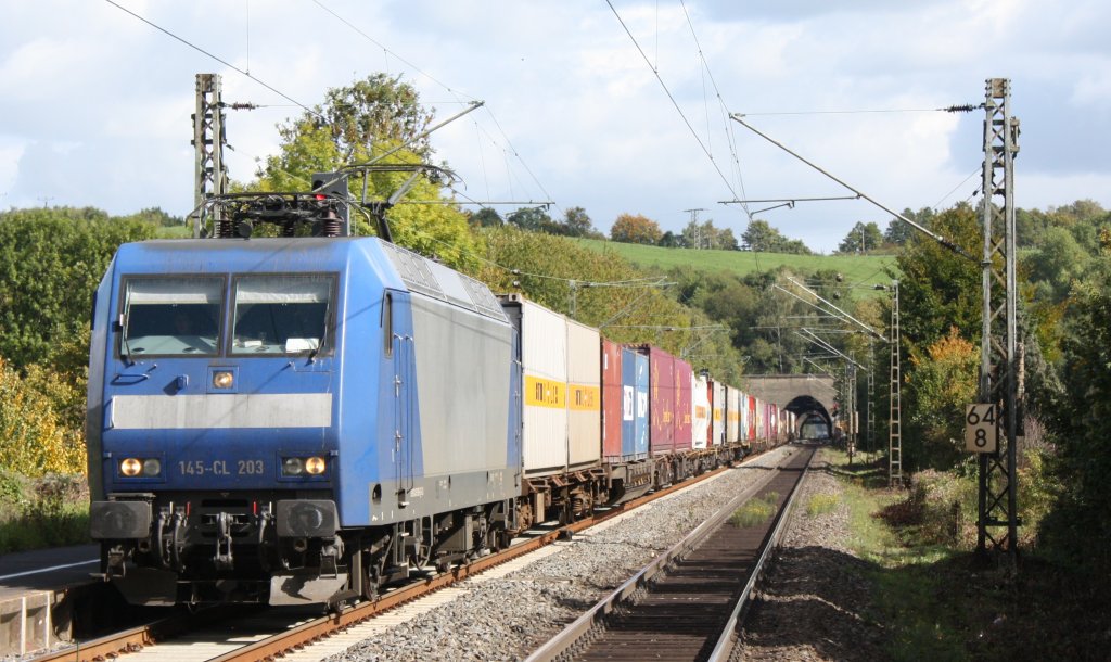 Die 145-CL 203 fuhr am 25.09.2010 durch Eilendorf.