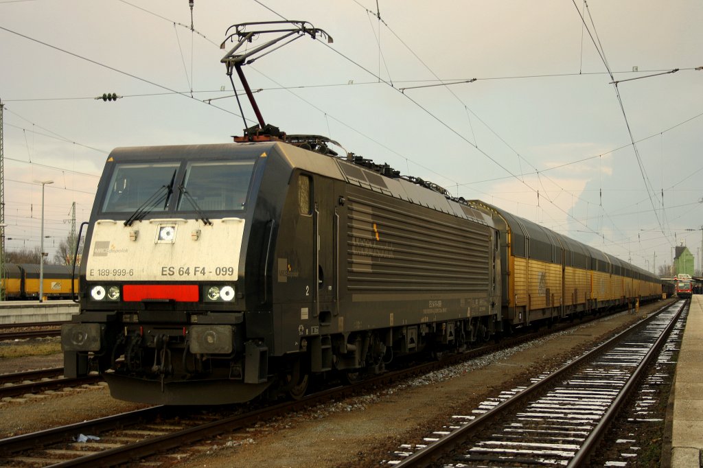 Die 189 999-6 machte mit ihrem Altmann GZ Station in Landshut (Bay). Sichtung am 20.01.11