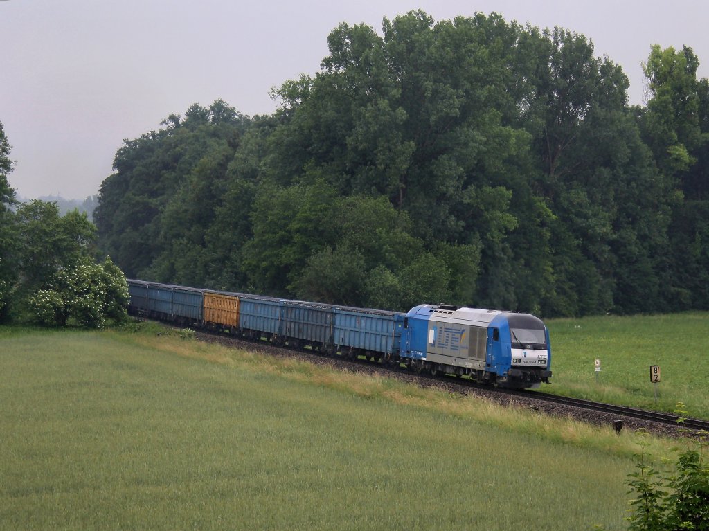 Die 2016 904 am 11.06.2011 mit einem Gterzug unterwegs bei Tling. 