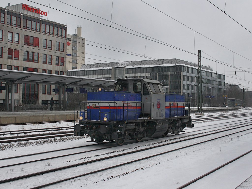 Die 214 012 von RentARail am 14.02.2010 bei der Durchfahrt am Heimeranplatz (Mnchen). 