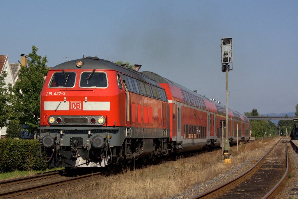 Die 218 427-3 am 24.07.2012 in Langenargen.