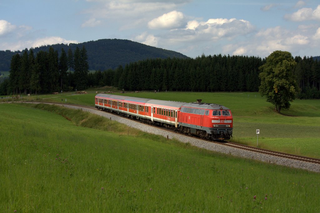 Die 218 462-0 am 08.08.2012 bei Weizern-Hopferau.