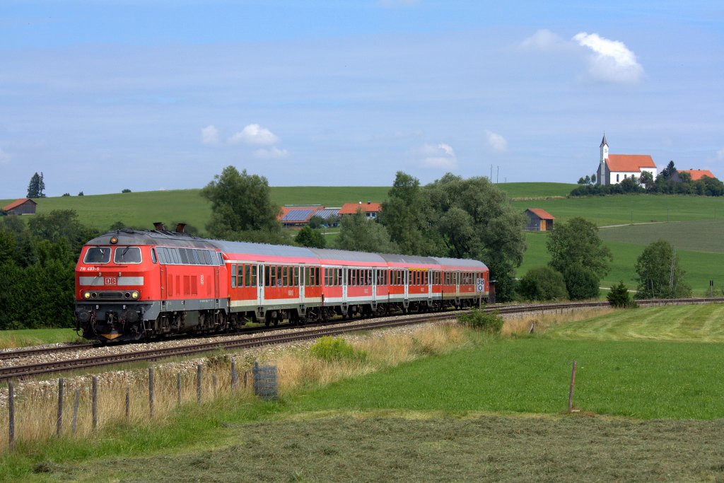 Die 218 493-5 am 09.08.2012 in Grwangs.