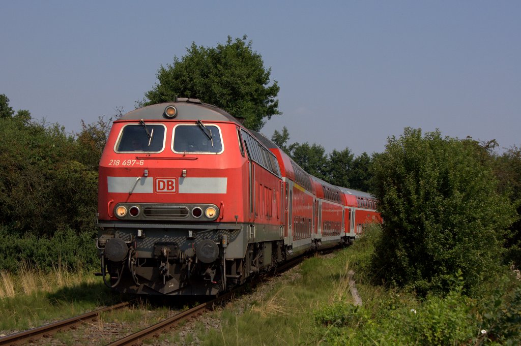 Die 218 497 am 26.07.2012 in Altenstadt Lindheim.