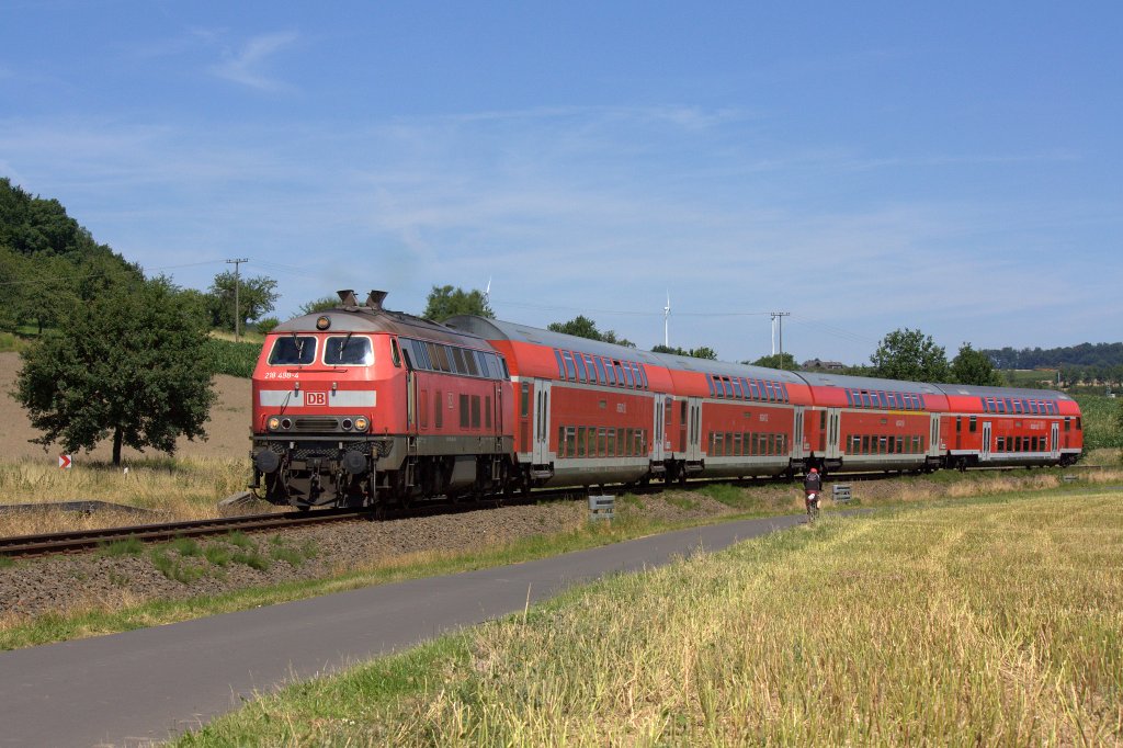 Die 218 498-4 am 23.07.2012 in Altenstadt.