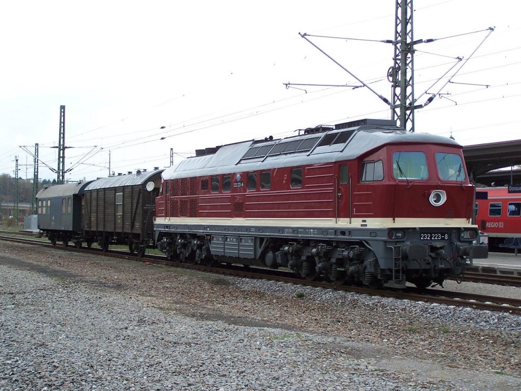 Die 232 223 in Donaueschingen am 17/04/09.