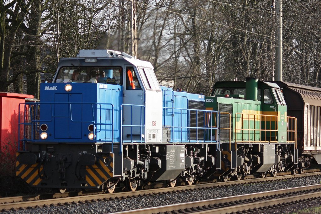 Die 276 040 (Eigentum ATC/i.E.fr DE) zieht am 13.1.12 die Dortmunder Eisenbahn 401 und einen Papierzug durch Ratingen-Lintorf.
Die Nummer 1545 stammt noch von ihrer Einsatzzeit bei der Europorte bzw Veolia in Frankreich.