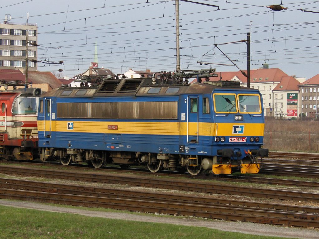 Die 363 065 am 03.04.2010 abgestellt in Pilsen Hbf. 