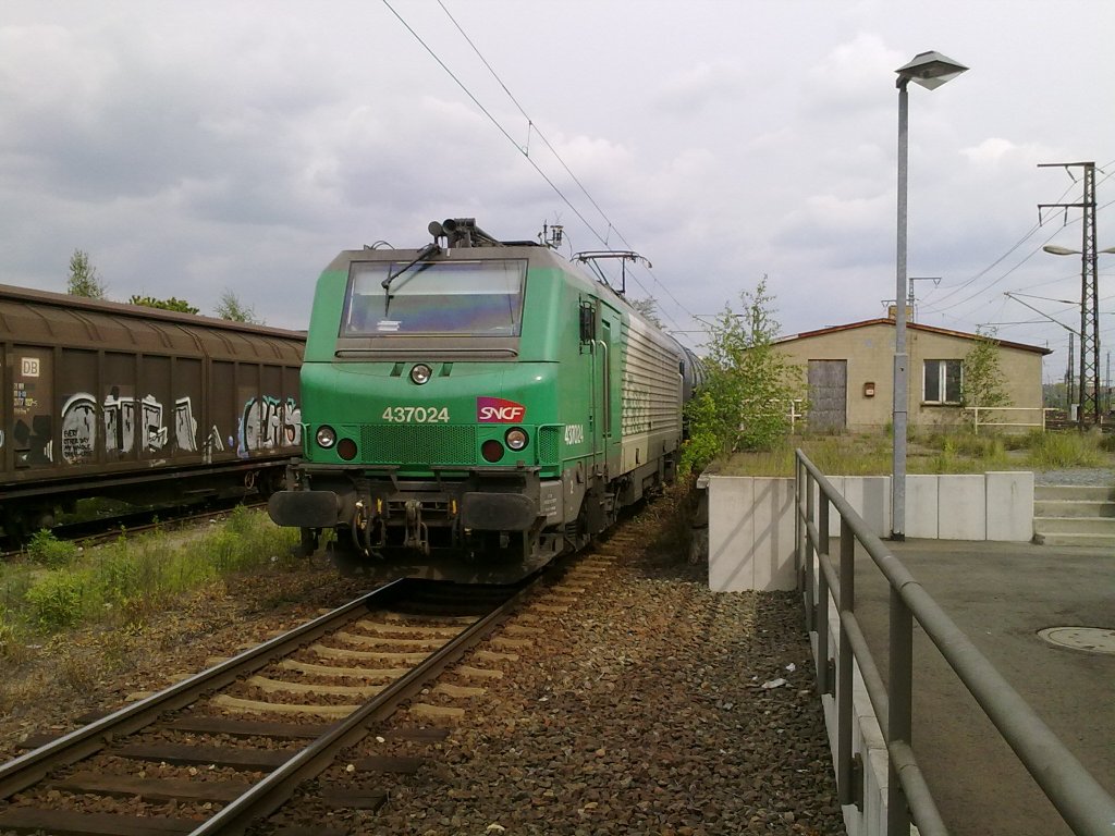 Die 437024 fuhr durch Dresden Friedrichstadt mit ihren Kesselwagen aus Tschechien kommend.
Dresden den 17.05.10